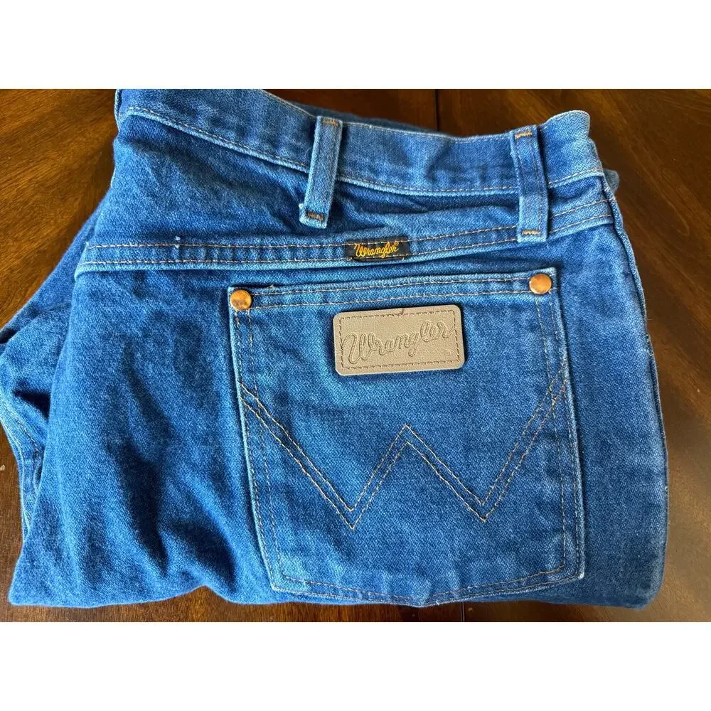 Wrangler Mens 13MWZ Straight Leg Jeans 42X36 Blue Denim Western Relaxed Cowboy